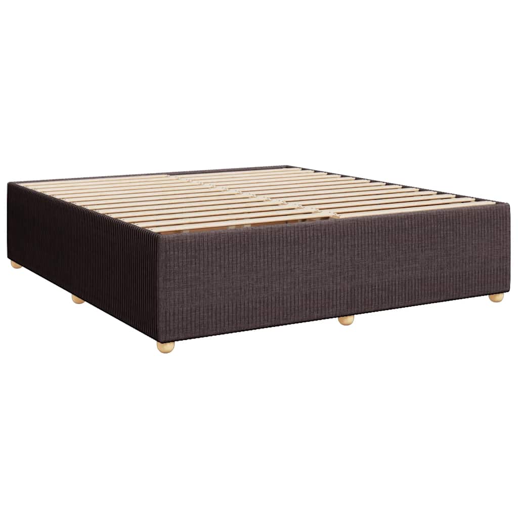 Κρεβάτι Boxspring με Στρώμα Σκούρο Καφέ 200x200 εκ. Υφασμάτινο - Pakobazaar