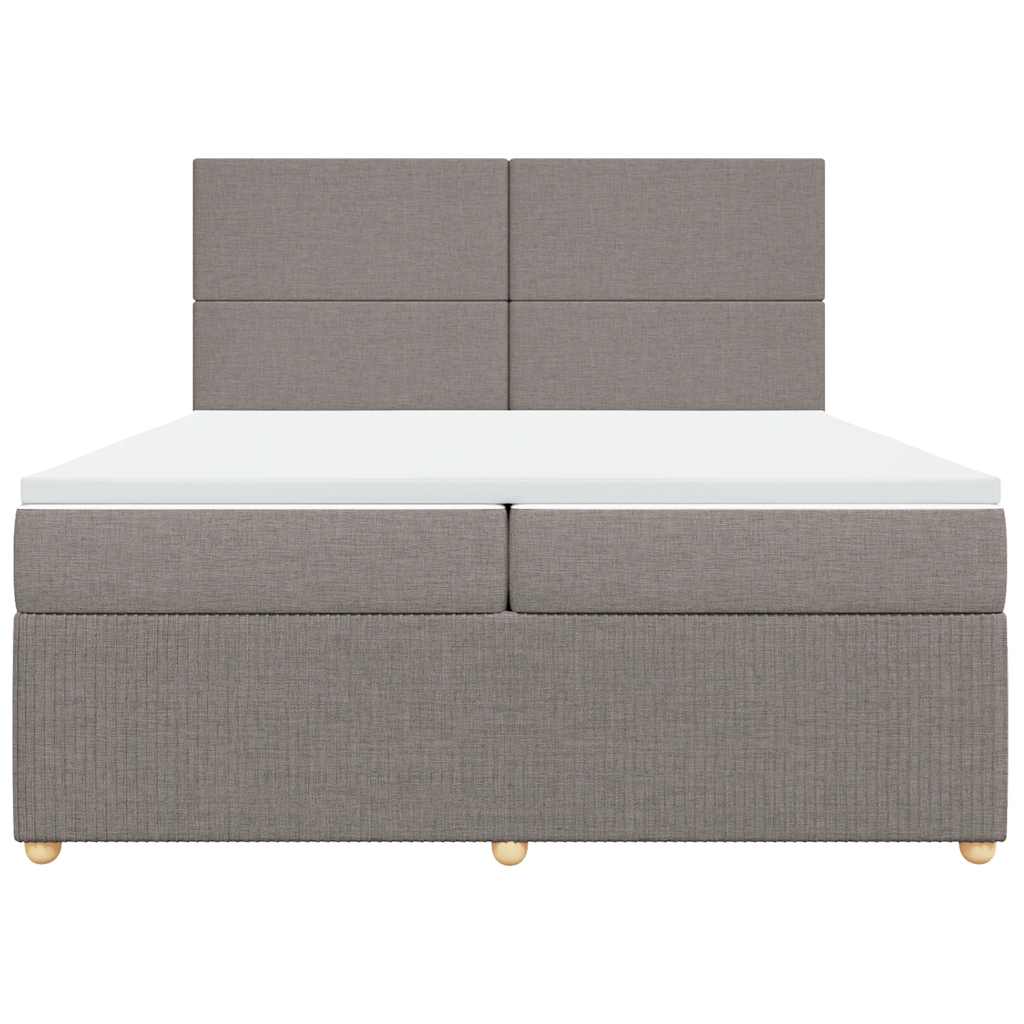 Κρεβάτι Boxspring με Στρώμα Taupe 200x200 εκ. Υφασμάτινο - Pakobazaar
