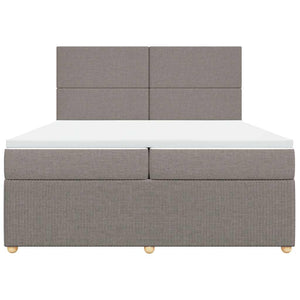 Κρεβάτι Boxspring με Στρώμα Taupe 200x200 εκ. Υφασμάτινο - Pakobazaar