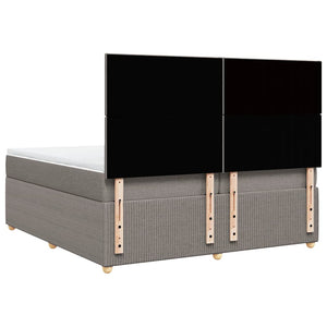Κρεβάτι Boxspring με Στρώμα Taupe 200x200 εκ. Υφασμάτινο - Pakobazaar