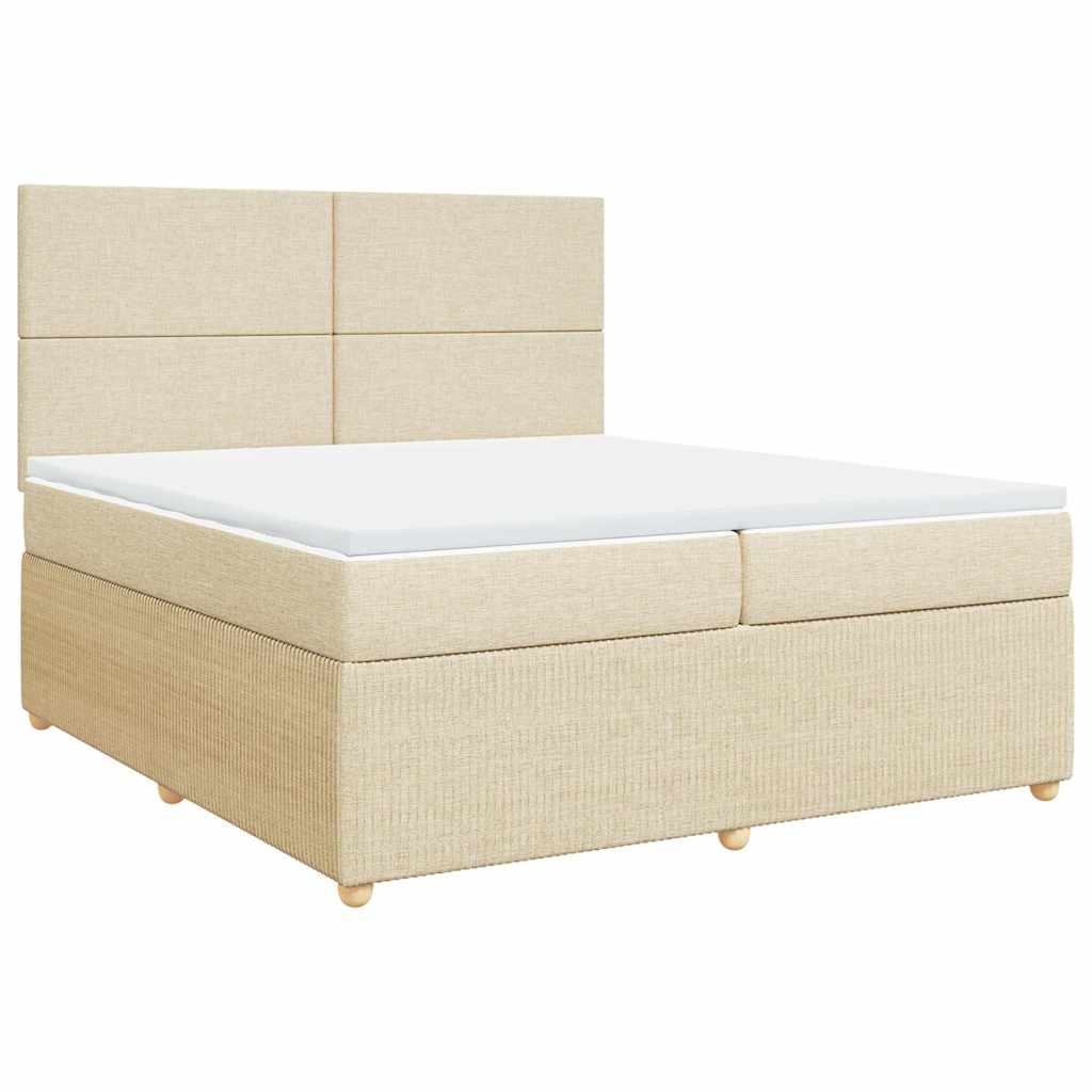 Κρεβάτι Boxspring με Στρώμα Κρεμ 200x200 εκ. Υφασμάτινο