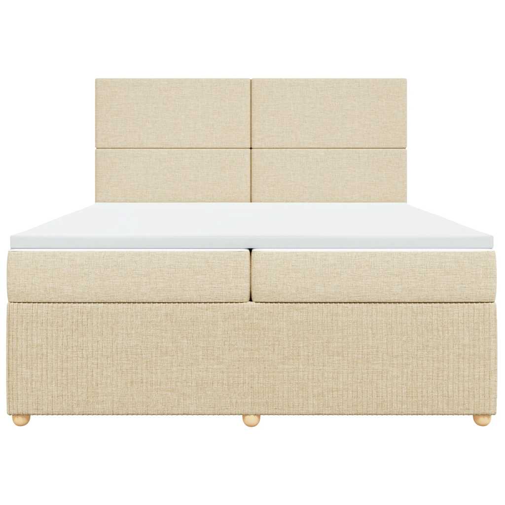 Κρεβάτι Boxspring με Στρώμα Κρεμ 200x200 εκ. Υφασμάτινο