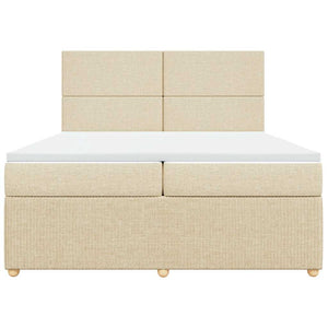 Κρεβάτι Boxspring με Στρώμα Κρεμ 200x200 εκ. Υφασμάτινο