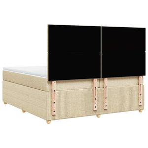 Κρεβάτι Boxspring με Στρώμα Κρεμ 200x200 εκ. Υφασμάτινο