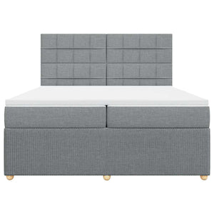 Κρεβάτι Boxspring με Στρώμα Ανοιχτό Γκρι 200x200 εκ. Υφασμάτινο - Pakobazaar