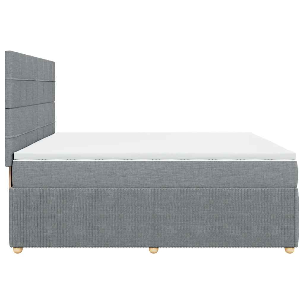 Κρεβάτι Boxspring με Στρώμα Ανοιχτό Γκρι 200x200 εκ. Υφασμάτινο - Pakobazaar