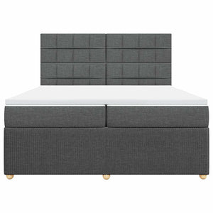 Κρεβάτι Boxspring με Στρώμα Σκούρο Γκρι 200x200 εκ. Υφασμάτινο