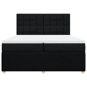 Κρεβάτι Boxspring με Στρώμα Μαύρο 200x200 εκ. Υφασμάτινο - Pakobazaar