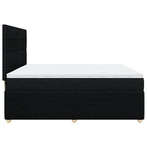 Κρεβάτι Boxspring με Στρώμα Μαύρο 200x200 εκ. Υφασμάτινο - Pakobazaar