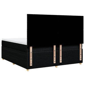 Κρεβάτι Boxspring με Στρώμα Μαύρο 200x200 εκ. Υφασμάτινο - Pakobazaar