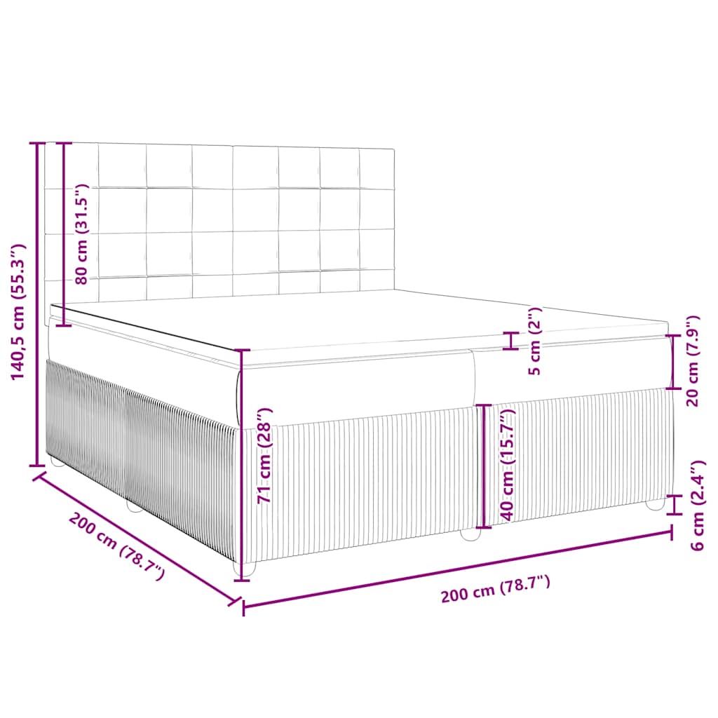 Κρεβάτι Boxspring με Στρώμα Σκούρο Καφέ 200x200 εκ. Υφασμάτινο - Pakobazaar