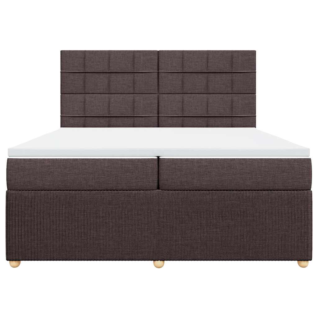 Κρεβάτι Boxspring με Στρώμα Σκούρο Καφέ 200x200 εκ. Υφασμάτινο - Pakobazaar