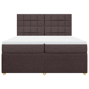 Κρεβάτι Boxspring με Στρώμα Σκούρο Καφέ 200x200 εκ. Υφασμάτινο - Pakobazaar