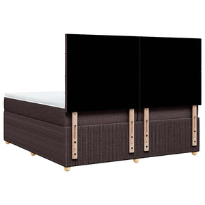 Κρεβάτι Boxspring με Στρώμα Σκούρο Καφέ 200x200 εκ. Υφασμάτινο - Pakobazaar