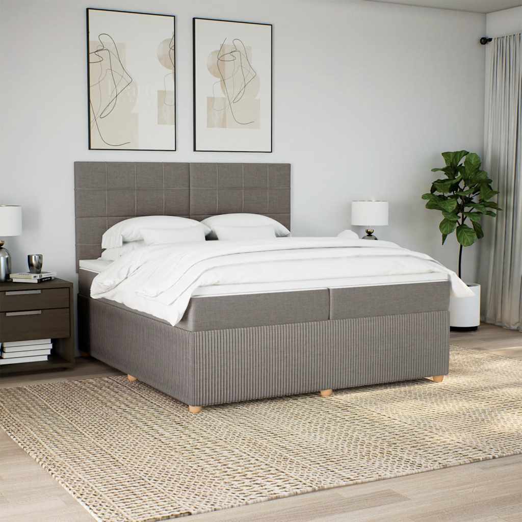 Κρεβάτι Boxspring με Στρώμα Taupe 200x200 εκ. Υφασμάτινο - Pakobazaar