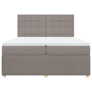 Κρεβάτι Boxspring με Στρώμα Taupe 200x200 εκ. Υφασμάτινο - Pakobazaar