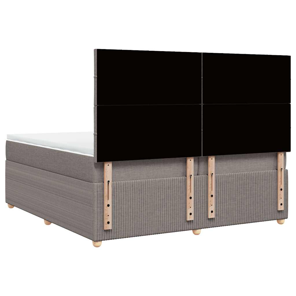 Κρεβάτι Boxspring με Στρώμα Taupe 200x200 εκ. Υφασμάτινο - Pakobazaar