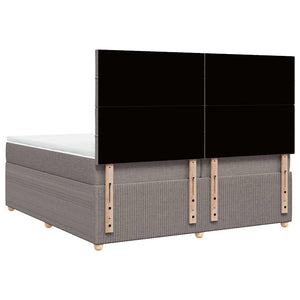 Κρεβάτι Boxspring με Στρώμα Taupe 200x200 εκ. Υφασμάτινο - Pakobazaar