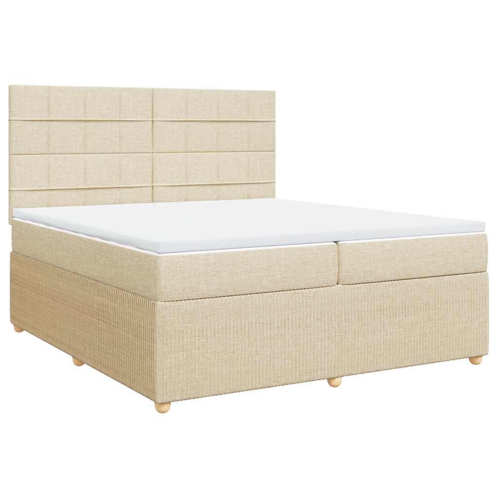 Κρεβάτι Boxspring με Στρώμα Κρεμ 200x200 εκ. Υφασμάτινο