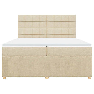 Κρεβάτι Boxspring με Στρώμα Κρεμ 200x200 εκ. Υφασμάτινο