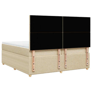 Κρεβάτι Boxspring με Στρώμα Κρεμ 200x200 εκ. Υφασμάτινο