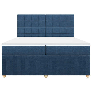Κρεβάτι Boxspring με Στρώμα Μπλε 200x200 εκ. Υφασμάτινο - Pakobazaar