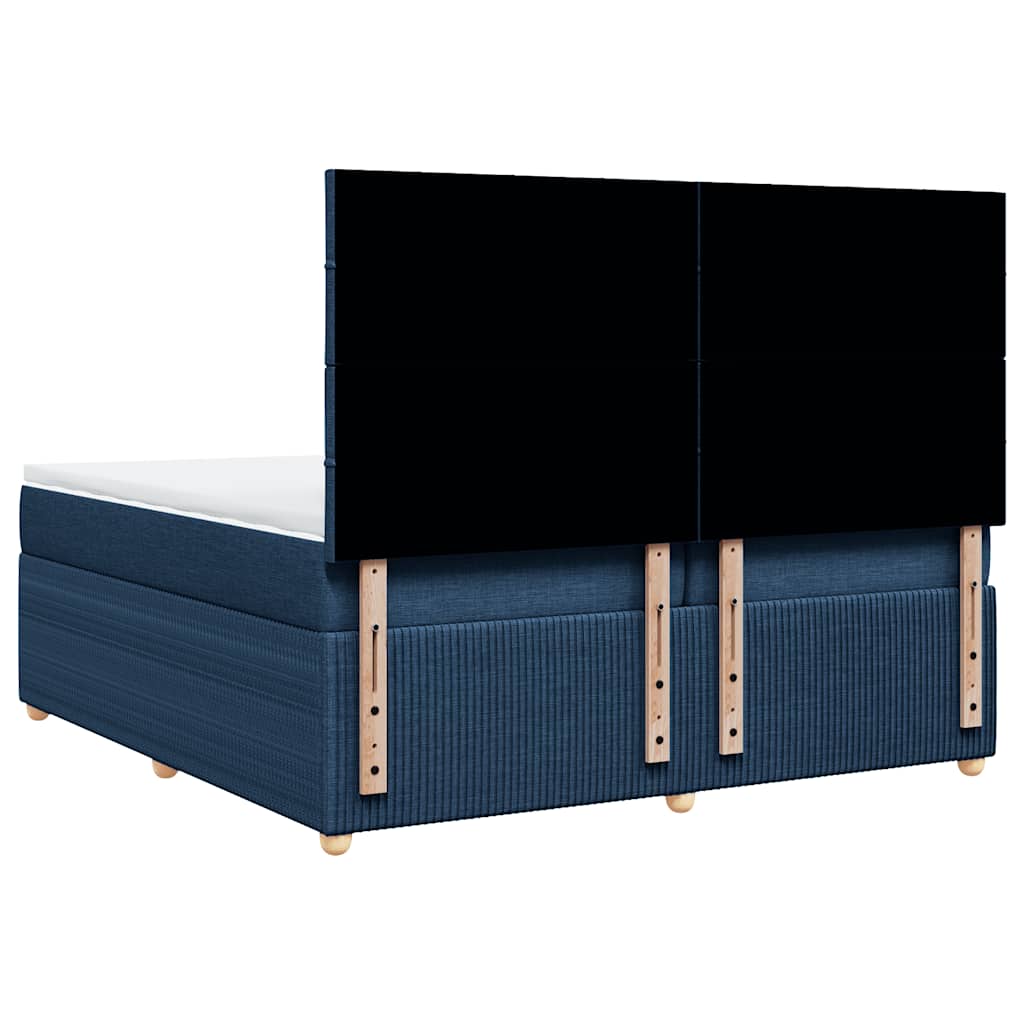 Κρεβάτι Boxspring με Στρώμα Μπλε 200x200 εκ. Υφασμάτινο - Pakobazaar