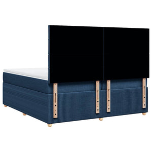 Κρεβάτι Boxspring με Στρώμα Μπλε 200x200 εκ. Υφασμάτινο - Pakobazaar