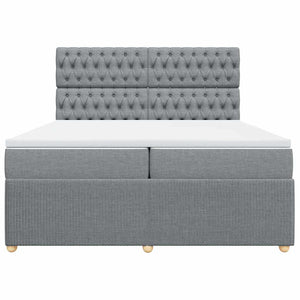 Κρεβάτι Boxspring με Στρώμα Ανοιχτό Γκρι 200x200 εκ. Υφασμάτινο - Pakobazaar