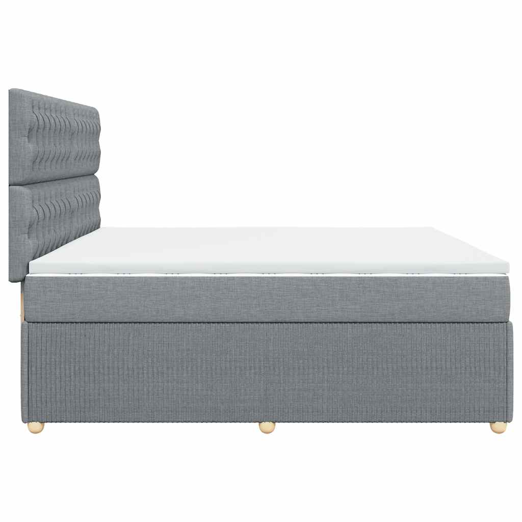 Κρεβάτι Boxspring με Στρώμα Ανοιχτό Γκρι 200x200 εκ. Υφασμάτινο - Pakobazaar