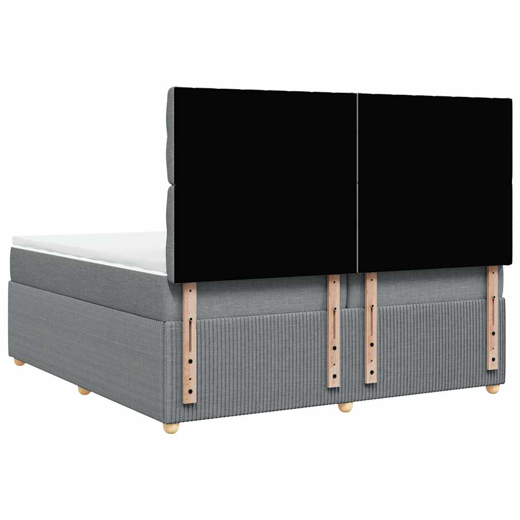 Κρεβάτι Boxspring με Στρώμα Ανοιχτό Γκρι 200x200 εκ. Υφασμάτινο - Pakobazaar