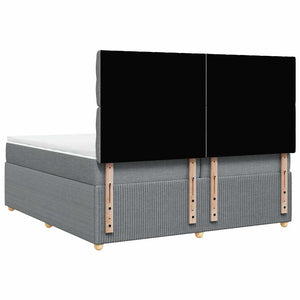 Κρεβάτι Boxspring με Στρώμα Ανοιχτό Γκρι 200x200 εκ. Υφασμάτινο - Pakobazaar