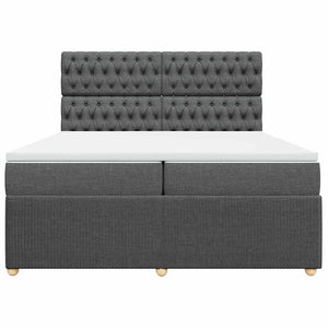 Κρεβάτι Boxspring με Στρώμα Σκούρο Γκρι 200x200 εκ. Υφασμάτινο