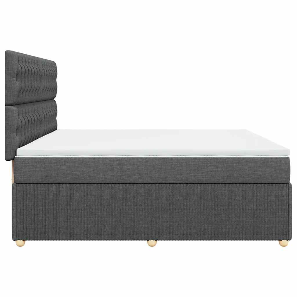 Κρεβάτι Boxspring με Στρώμα Σκούρο Γκρι 200x200 εκ. Υφασμάτινο
