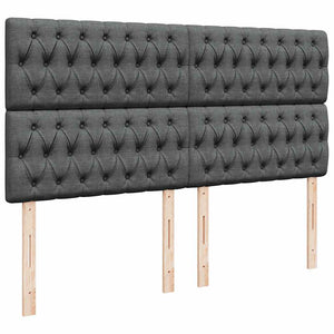 Κρεβάτι Boxspring με Στρώμα Σκούρο Γκρι 200x200 εκ. Υφασμάτινο