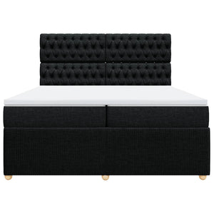 Κρεβάτι Boxspring με Στρώμα Μαύρο 200x200 εκ. Υφασμάτινο - Pakobazaar