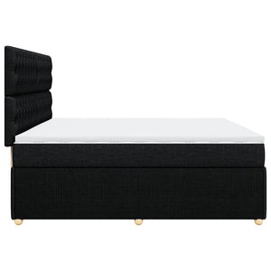 Κρεβάτι Boxspring με Στρώμα Μαύρο 200x200 εκ. Υφασμάτινο - Pakobazaar