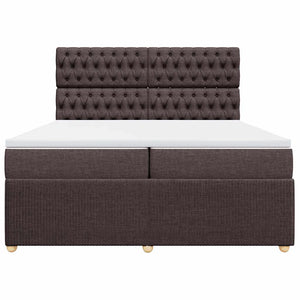 Κρεβάτι Boxspring με Στρώμα Σκούρο Καφέ 200x200 εκ. Υφασμάτινο - Pakobazaar