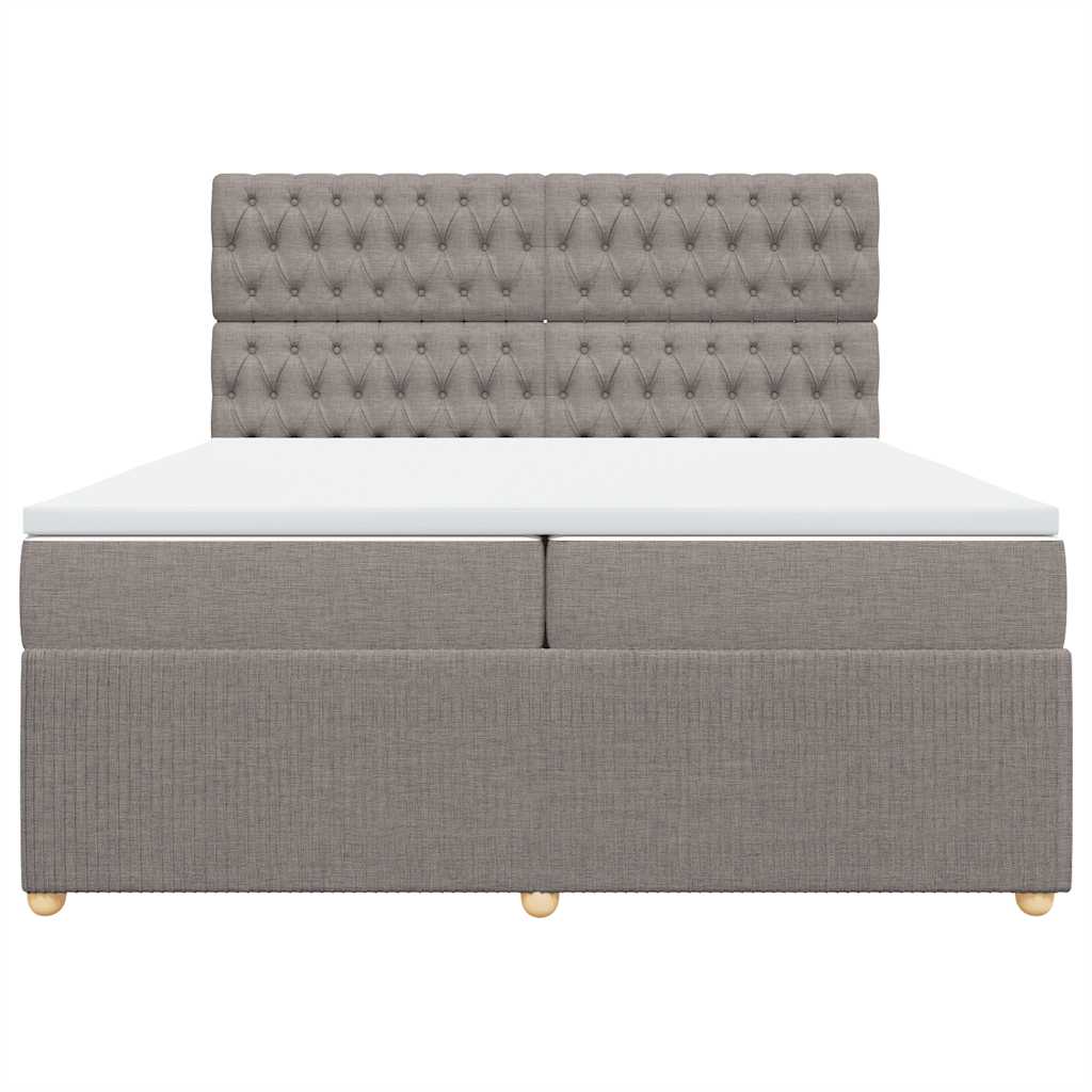 Κρεβάτι Boxspring με Στρώμα Taupe 200x200 εκ. Υφασμάτινο - Pakobazaar