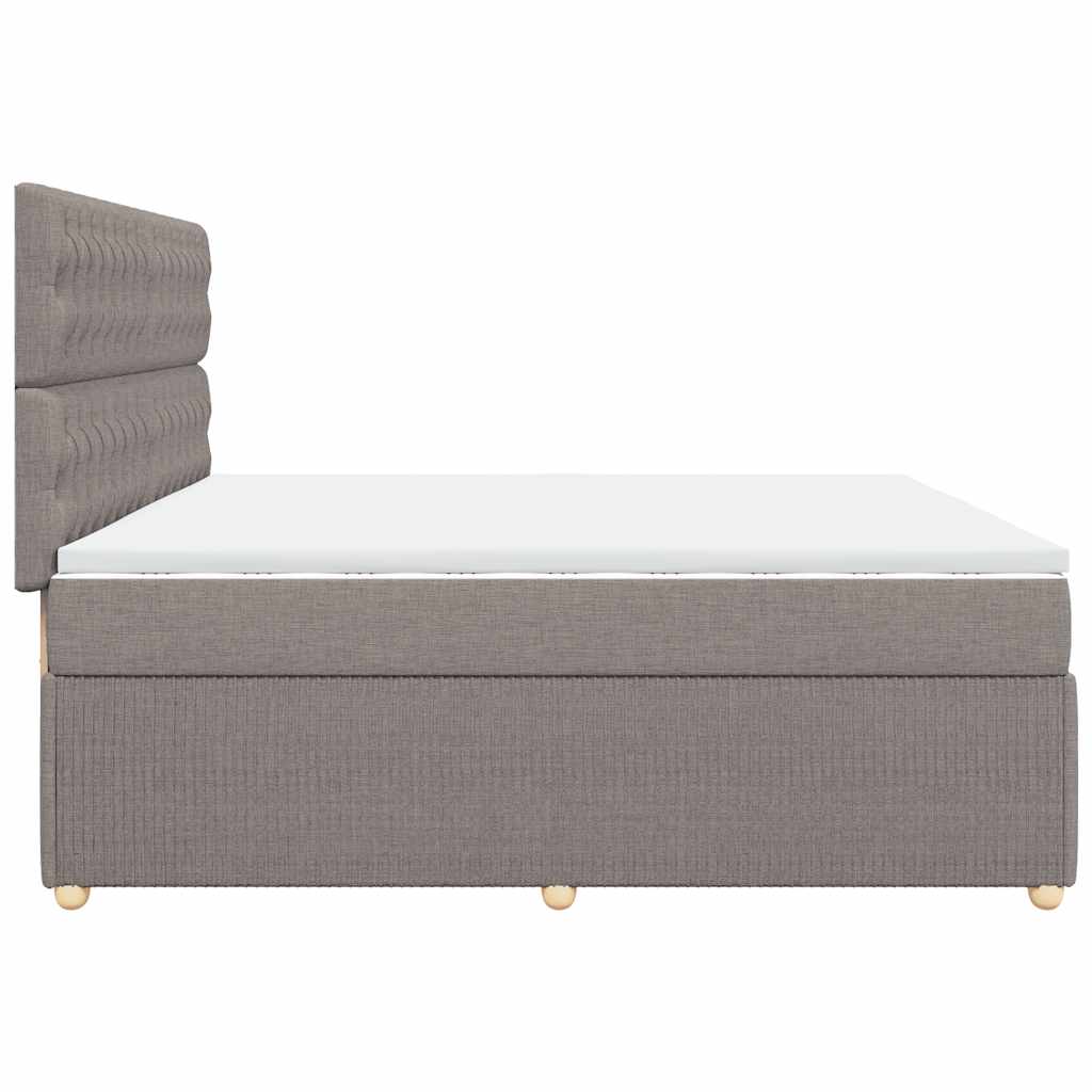 Κρεβάτι Boxspring με Στρώμα Taupe 200x200 εκ. Υφασμάτινο - Pakobazaar