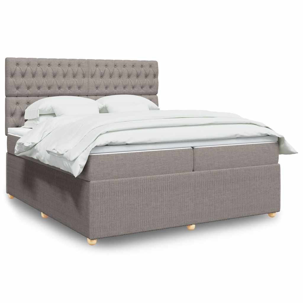 Κρεβάτι Boxspring με Στρώμα Taupe 200x200 εκ. Υφασμάτινο - Pakobazaar