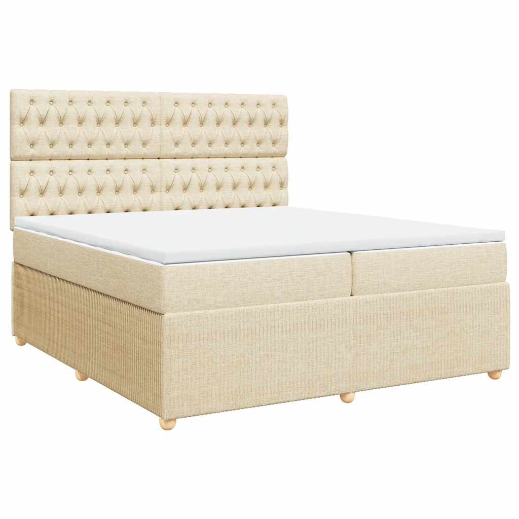 Κρεβάτι Boxspring με Στρώμα Κρεμ 200x200 εκ. Υφασμάτινο