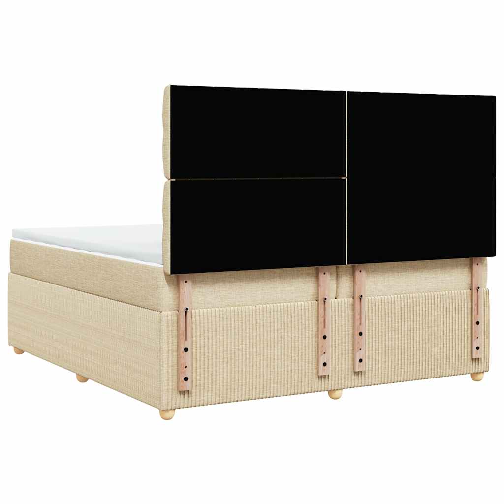Κρεβάτι Boxspring με Στρώμα Κρεμ 200x200 εκ. Υφασμάτινο
