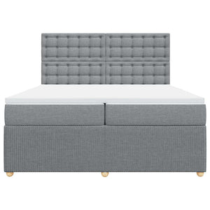 Κρεβάτι Boxspring με Στρώμα Ανοιχτό Γκρι 200x200 εκ. Υφασμάτινο - Pakobazaar