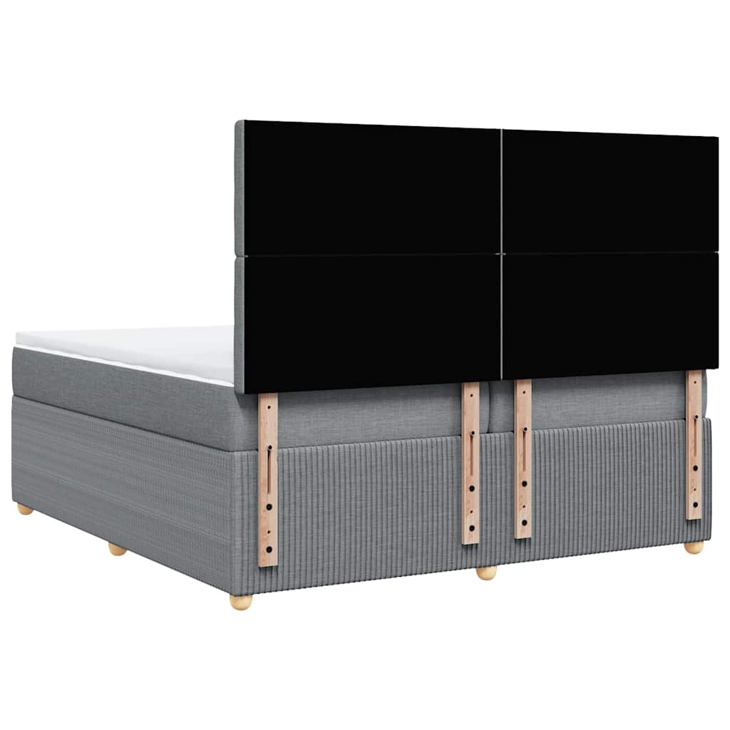 Κρεβάτι Boxspring με Στρώμα Ανοιχτό Γκρι 200x200 εκ. Υφασμάτινο - Pakobazaar