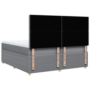Κρεβάτι Boxspring με Στρώμα Ανοιχτό Γκρι 200x200 εκ. Υφασμάτινο - Pakobazaar