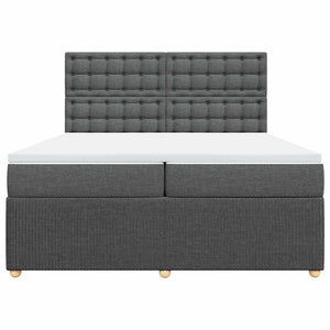 Κρεβάτι Boxspring με Στρώμα Σκούρο Γκρι 200x200 εκ. Υφασμάτινο - Pakobazaar