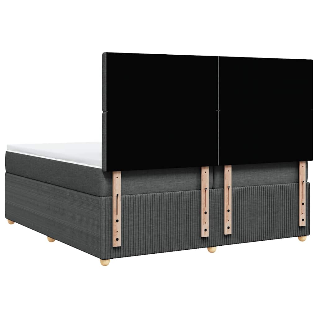 Κρεβάτι Boxspring με Στρώμα Σκούρο Γκρι 200x200 εκ. Υφασμάτινο - Pakobazaar