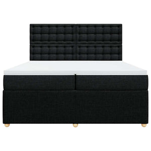 Κρεβάτι Boxspring με Στρώμα Μαύρο 200x200 εκ. Υφασμάτινο - Pakobazaar