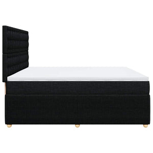 Κρεβάτι Boxspring με Στρώμα Μαύρο 200x200 εκ. Υφασμάτινο - Pakobazaar